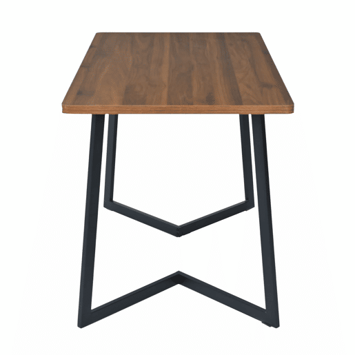 Conjunto de sala de jantar de 5 peças 117x68 cm - Mesa de cozinha moderna com 4 cadeiras, pernas metálicas pretas, madeira nogal