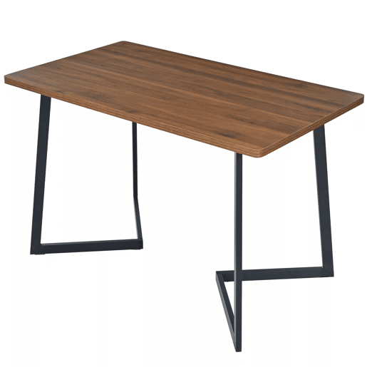 Conjunto de sala de jantar de 5 peças 117x68 cm - Mesa de cozinha moderna com 4 cadeiras, pernas metálicas pretas, madeira nogal