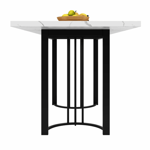 Conjunto de sala de jantar de 9 peças 140x80 cm - Mesa extensível com 8 cadeiras de veludo preto - Branco e Preto