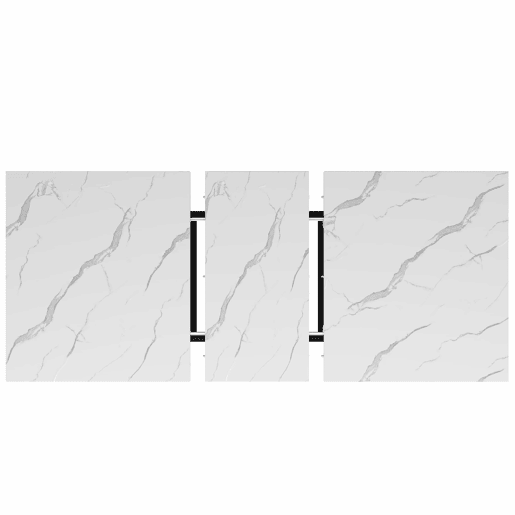 Conjunto de sala de jantar de 9 peças 140x80 cm - Mesa extensível com 8 cadeiras de veludo preto - Branco e Preto