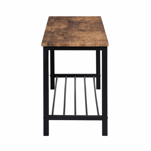 Conjunto Mesa e 4 Cadeiras 1 Banco - 6 lugares - estrutura em aço - estilo industrial - Castanho