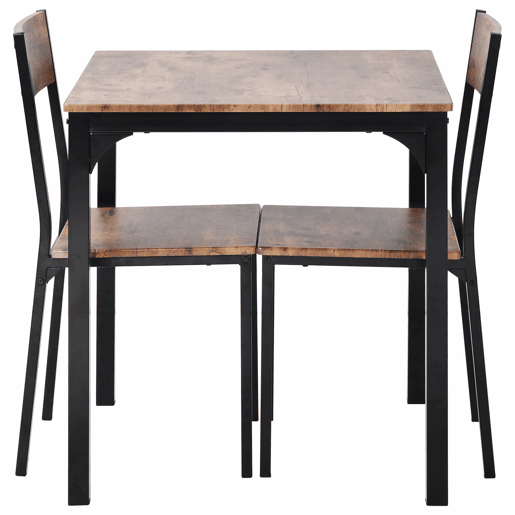 Conjunto de sala de jantar - Mesa com 2 cadeiras - Vintage castanho