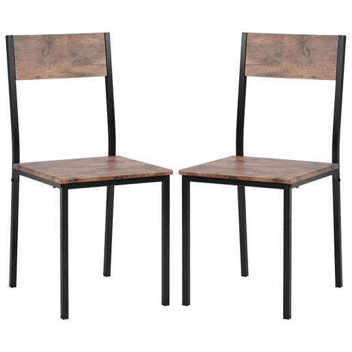 Conjunto de sala de jantar - Mesa com 2 cadeiras - Vintage castanho