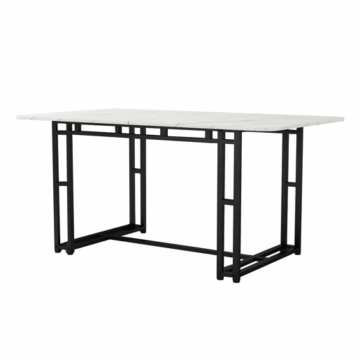 Conjunto de sala de jantar 120x70cm - Mesa moderna com 4 cadeiras, linho cinzento, pernas de ferro pretas