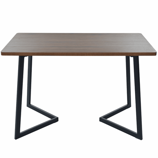 Conjunto de sala de jantar de 5 peças 117x68 cm - Mesa com 4 cadeiras, madeira de nogueira, pernas metálicas pretas, cadeiras de veludo bege