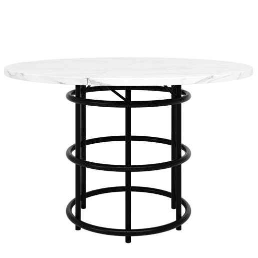 Conjunto de sala de jantar de 5 peças - Mesa redonda de 100 cm - 4 cadeiras de veludo cinzento - Preto