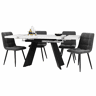 Conjunto de sala de jantar de 5 peças 160x80 cm - Mesa extensível com 4 cadeiras de veludo cinza - Preto e branco