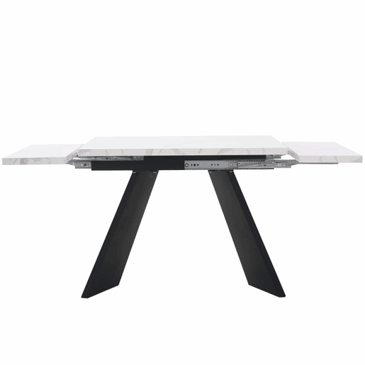 Conjunto de sala de jantar de 5 peças 160x80 cm - Mesa extensível com 4 cadeiras de veludo cinza - Preto e branco
