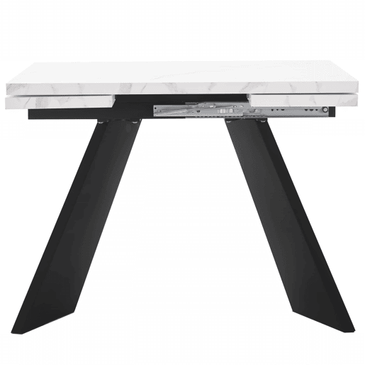 Conjunto de sala de jantar de 5 peças 160x80 cm - Mesa extensível com 4 cadeiras de veludo cinza - Preto e branco
