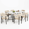 Conjunto de sala de jantar de 7 peças - Mesa com pernas metálicas de design - 6 cadeiras com assento em camurça bege
