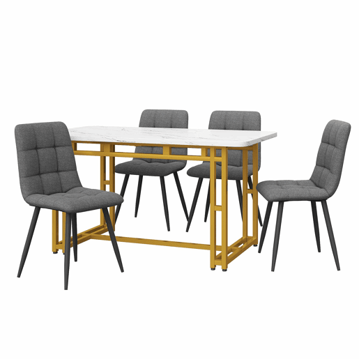 Conjunto de sala de jantar 120x70cm - Mesa de jantar moderna com 4 cadeiras - Cinza