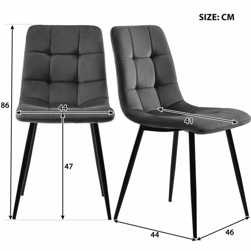 Conjunto de sala de jantar 117 cm - Mesa retangular com 4 cadeiras, Cadeiras de veludo cinza, Pernas douradas