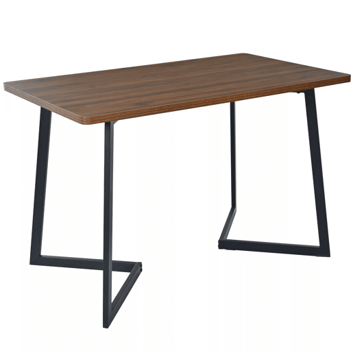 Conjunto de sala de jantar de 5 peças - Mesa de jantar 117x68 cm - Estrutura metálica preta - Cor nogueira, cadeiras de veludo verde escuro