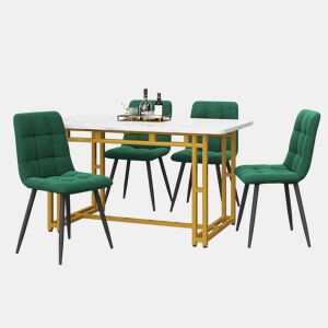 Conjunto de sala de jantar 120x70cm - Mesa moderna com 4 cadeiras - veludo verde escuro