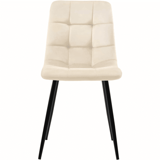 Conjunto de sala de jantar de 5 peças 140x80cm - Mesa com 4 cadeiras de veludo bege e pernas metálicas pretas