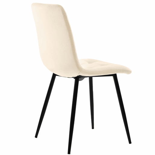 Conjunto de sala de jantar de 5 peças 140x80cm - Mesa com 4 cadeiras de veludo bege e pernas metálicas pretas
