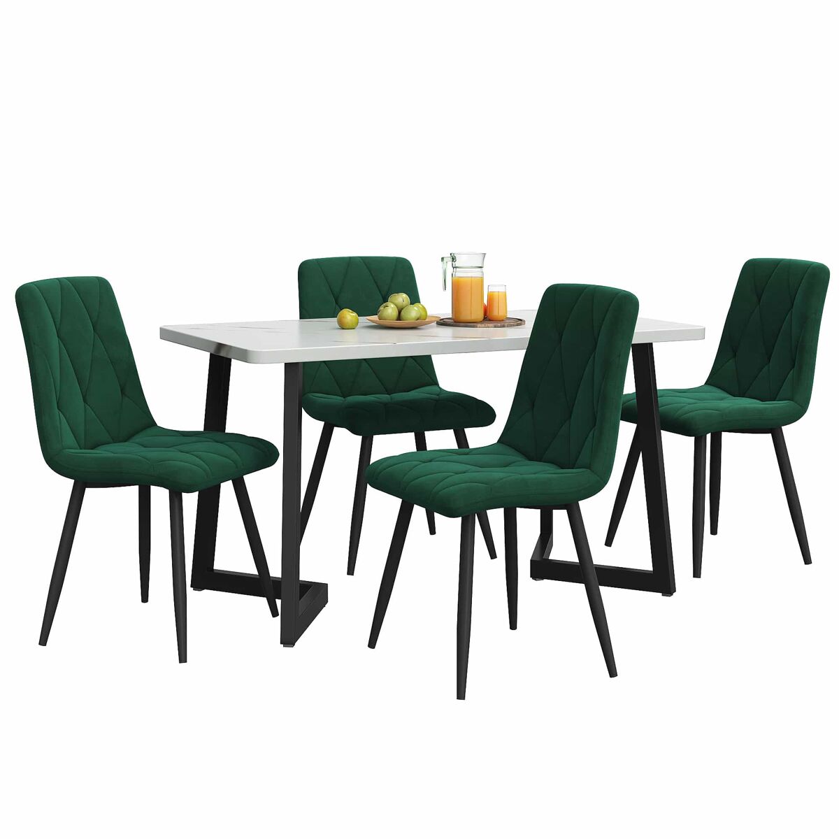 Conjunto de mesas y sillas de comedor 117x68 Verde
