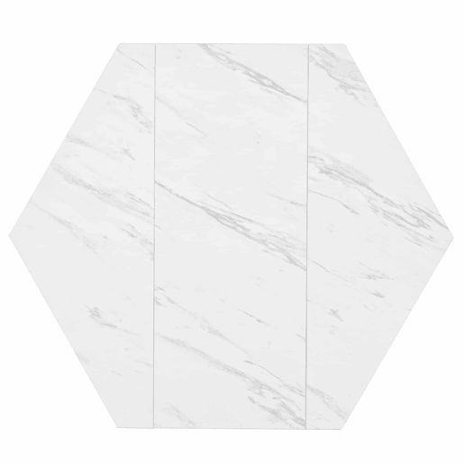Conjunto de mesa e cadeiras 5 peças - Mesa hexagonal de mármore + 4 cadeiras de veludo verde - Dourado