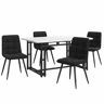 Conjunto de sala de jantar 140x80cm - 4 cadeiras de veludo preto - Mesa de ferro preto
