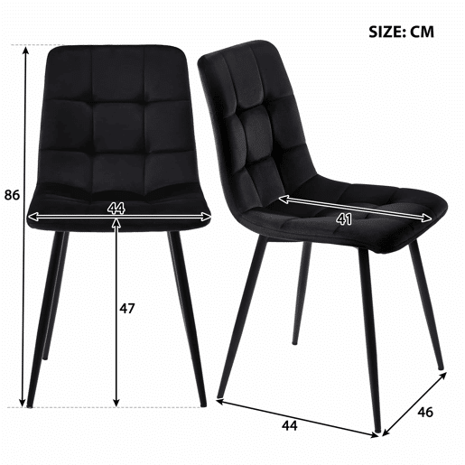 Conjunto de sala de jantar 140x80cm - 4 cadeiras de veludo preto - Mesa de ferro preto
