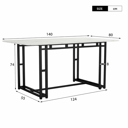 Conjunto de sala de jantar 140x80cm - 4 cadeiras de veludo preto - Mesa de ferro preto