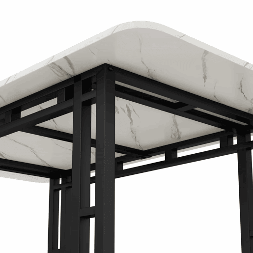 Conjunto de sala de jantar 140x80cm - 4 cadeiras de veludo preto - Mesa de ferro preto