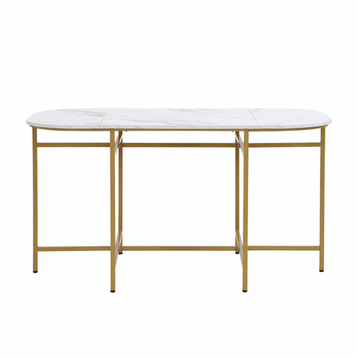 Conjunto de mesa e 6 cadeiras - cadeiras com almofada de assento e encosto - dourado