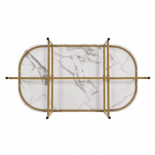 Conjunto de mesa e 6 cadeiras - cadeiras com almofada de assento e encosto - dourado