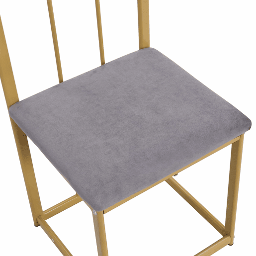 Conjunto de mesa e 6 cadeiras - cadeiras com almofada de assento e encosto - dourado
