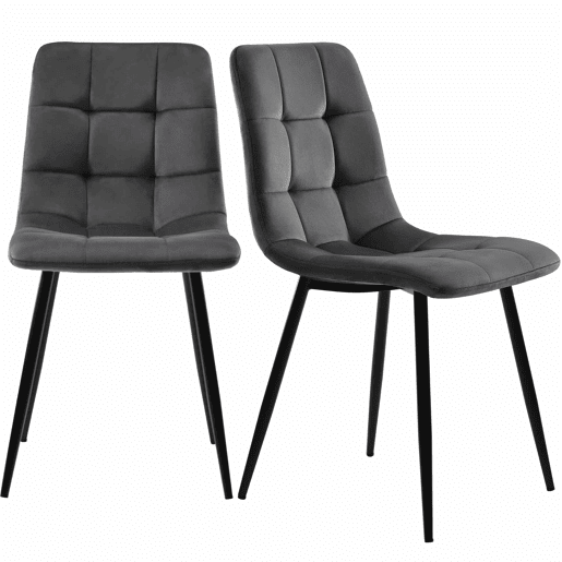 Conjunto de mesa de jantar 117 cm - mesa retangular moderna com 4 cadeiras de veludo cinza - pernas pretas