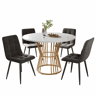 Conjunto de sala de jantar de 5 peças - Mesa redonda de 100 cm com 4 cadeiras de veludo cinza escuro