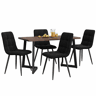 Conjunto de sala de jantar de 5 peças - Mesa de jantar 117x68 cm - Madeira, pernas metálicas pretas, MDF nogueira - Cadeiras de veludo preto