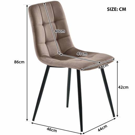 Conjunto de sala de jantar 117x68cm - Mesa retangular moderna com 4 cadeiras, Cadeiras de veludo castanho, Pernas douradas