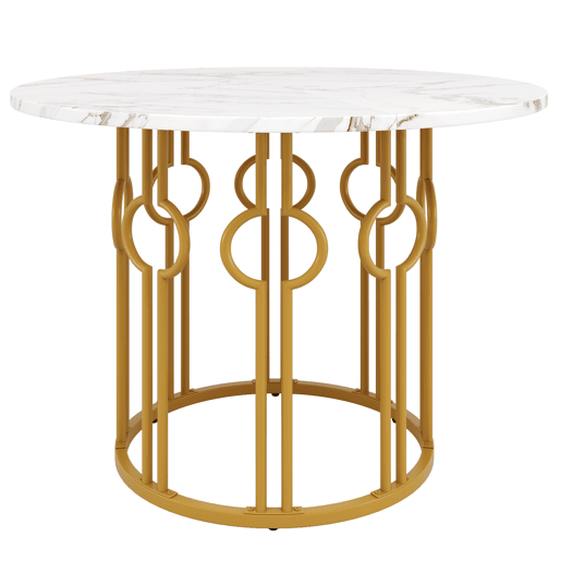 Conjunto de mesa e cadeiras 100 cm - Mesa redonda com pernas metálicas douradas - Samt cinza escuro