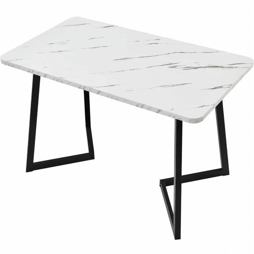 Conjunto de sala de jantar 117x68cm - Mesa retangular moderna com 4 cadeiras, tecido de linho cinzento, pernas pretas