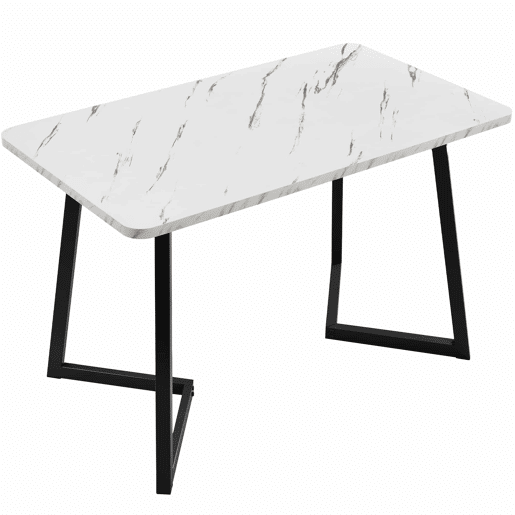 Conjunto de sala de jantar 117x68cm - Mesa retangular moderna com 4 cadeiras, tecido de linho cinzento, pernas pretas