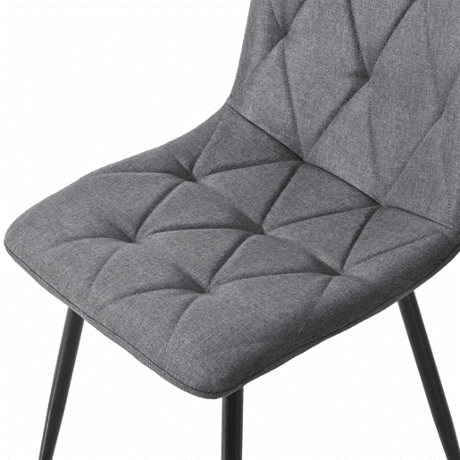 Conjunto de sala de jantar 117x68cm - Mesa retangular moderna com 4 cadeiras, tecido de linho cinzento, pernas pretas