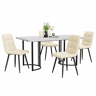 Conjunto de sala de jantar de 5 peças 140x80 cm - Mesa com 4 cadeiras de veludo bege - Estrutura metálica preta