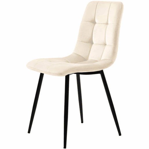 Conjunto de sala de jantar de 5 peças 140x80 cm - Mesa com 4 cadeiras de veludo bege - Estrutura metálica preta