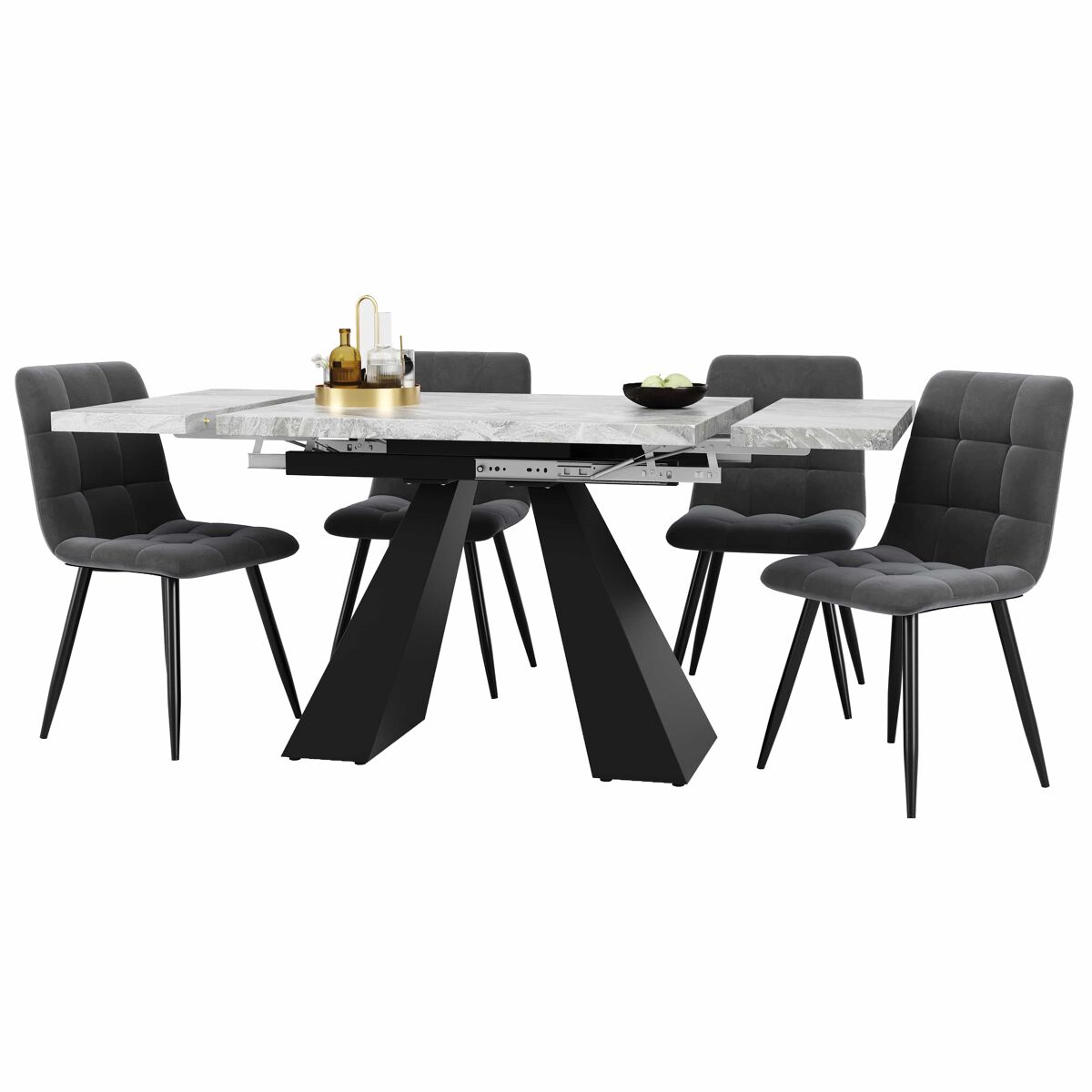 Conjunto de mesas y sillas de comedor 160x80 Gris