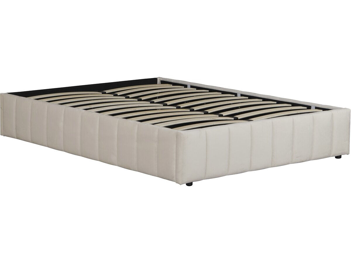 Cama doble de terciopelo con cajón <> - beige - 140 x 190 cm
