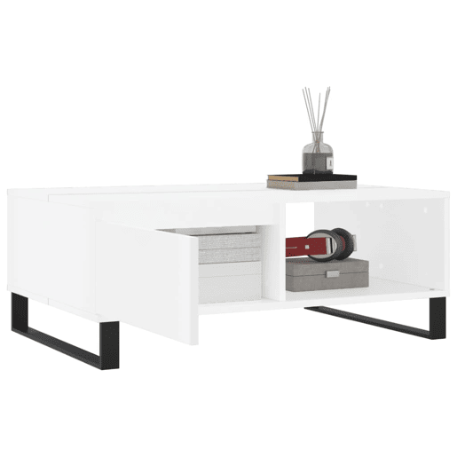 Mesa de Centro, Mesa baixa, 90x60x35 cm derivados de madeira branco