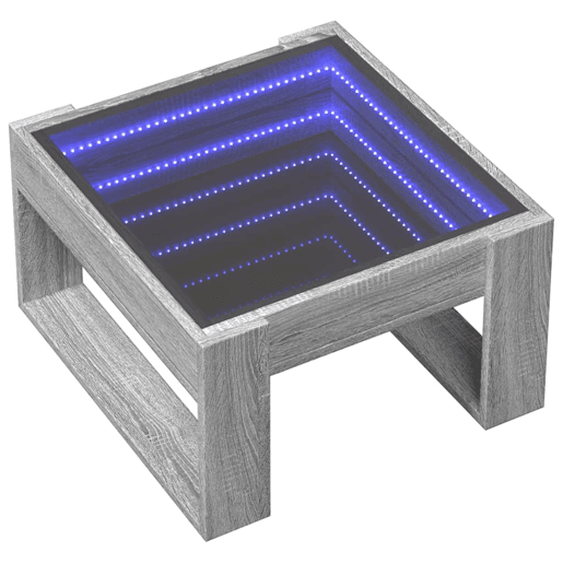 Mesa de Centro, Mesa baixa, luzes LED Infinity 50x53x30 cm cinzento sonoma