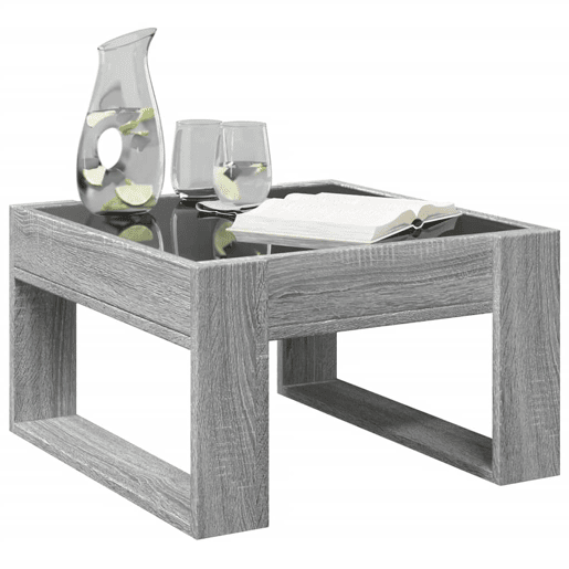 Mesa de Centro, Mesa baixa, luzes LED Infinity 50x53x30 cm cinzento sonoma