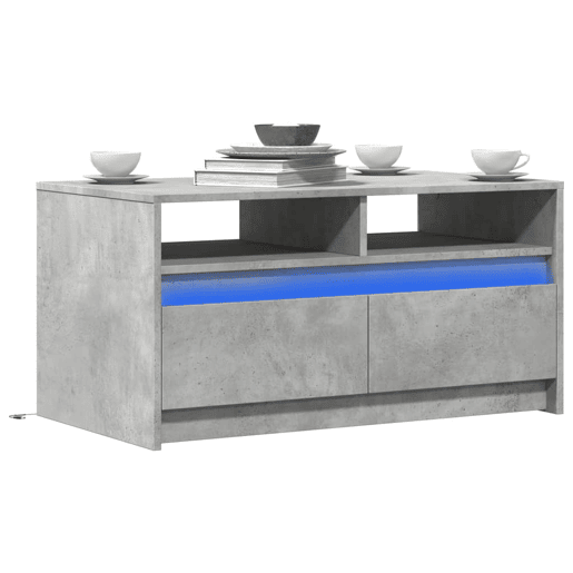 Mesa de Centro, Mesa baixa, c luzes LED derivados madeira cinzento cimento