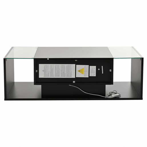 Mesa de centro 100x50x31 cm - com 1 gaveta e luz LED - mesa de vidro temperado - preta