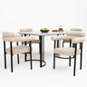Conjunto de sala de jantar de 5 peças - pernas metálicas de design - 4 cadeiras estofadas em couro bege