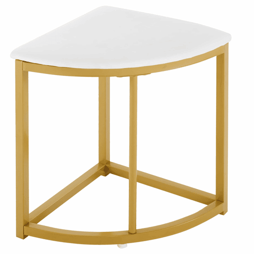 Mesa de jantar e 4 cadeiras - tampo em MDF, estrutura em ferro dourado e almofadas em veludo branco - Branco e dourado