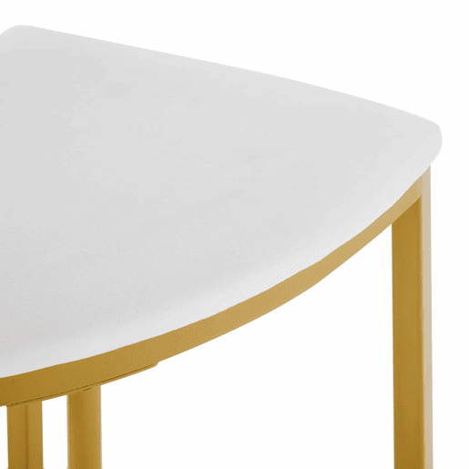 Mesa de jantar e 4 cadeiras - tampo em MDF, estrutura em ferro dourado e almofadas em veludo branco - Branco e dourado