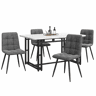Conjunto de sala de jantar 140x80cm - 4 cadeiras de veludo cinza escuro - mesa de ferro